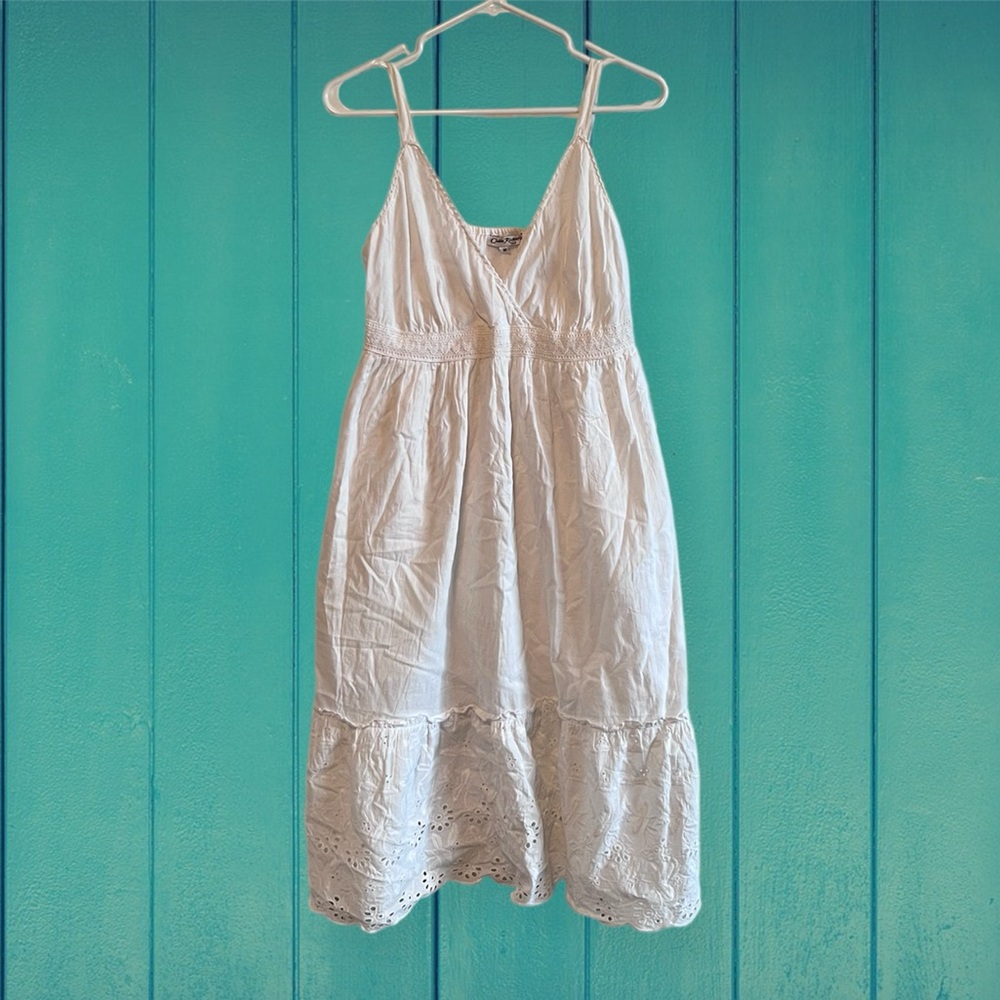 Claudia Richard white eyelet summer dress, Medium